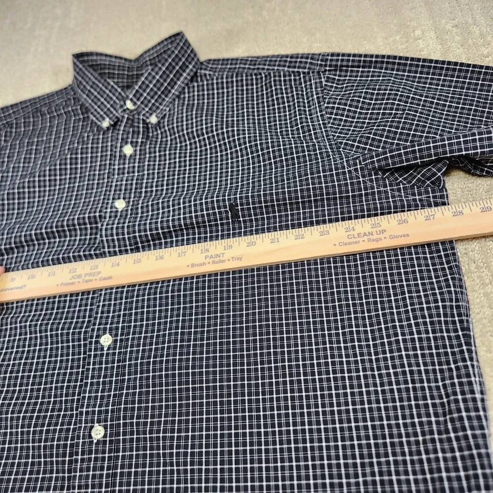 Polo Ralph Lauren Shirt Men XLT Classic Fit Double Black Plaid Button Down‎